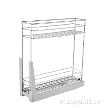 Atacado duas camadas de cozinha spice rack rack cesto